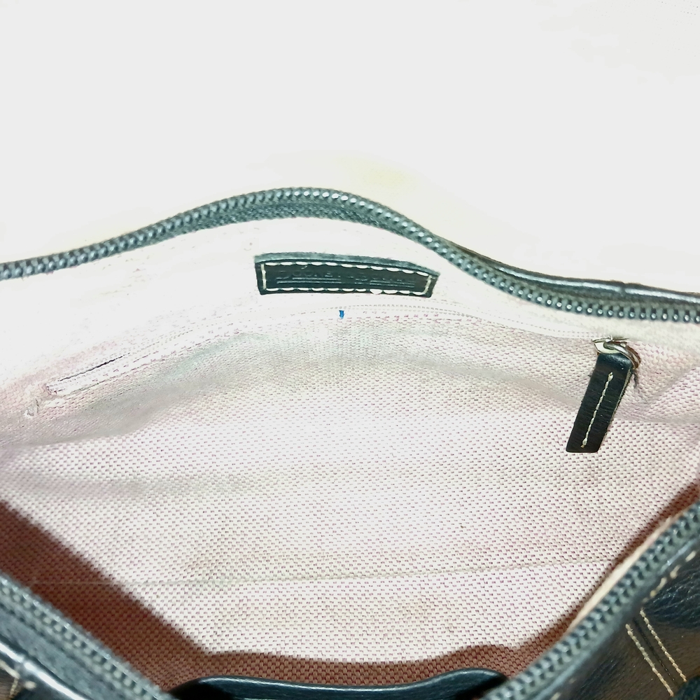 Vintage Dooney & Bourke Mini East/West Slouch Black Pebbled Leather Shoulder Bag - Picture 9 of 9